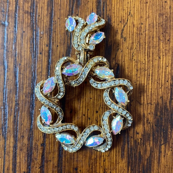 THELMA DEUTSCH EARRING: Crystal Borealis Marquis Stones & Rhinestone set in gold - Picture 3 of 6